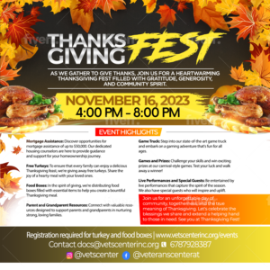 Veterans Center Thanksgiving Fest Event Flyer